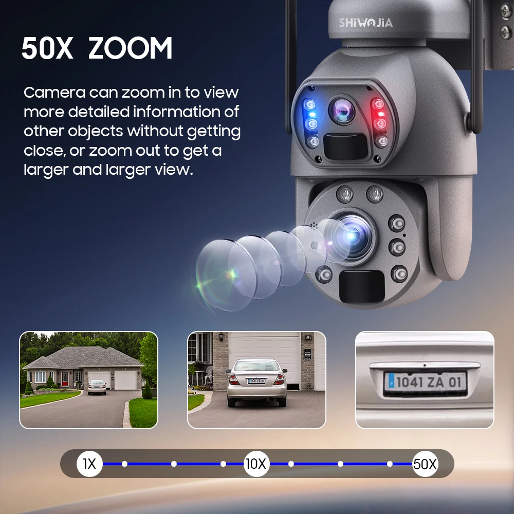 كاميرا تعمل بالطاقة الشمسية SHIWOJIA 4G Sim 5K 10MP 50X - Image 2