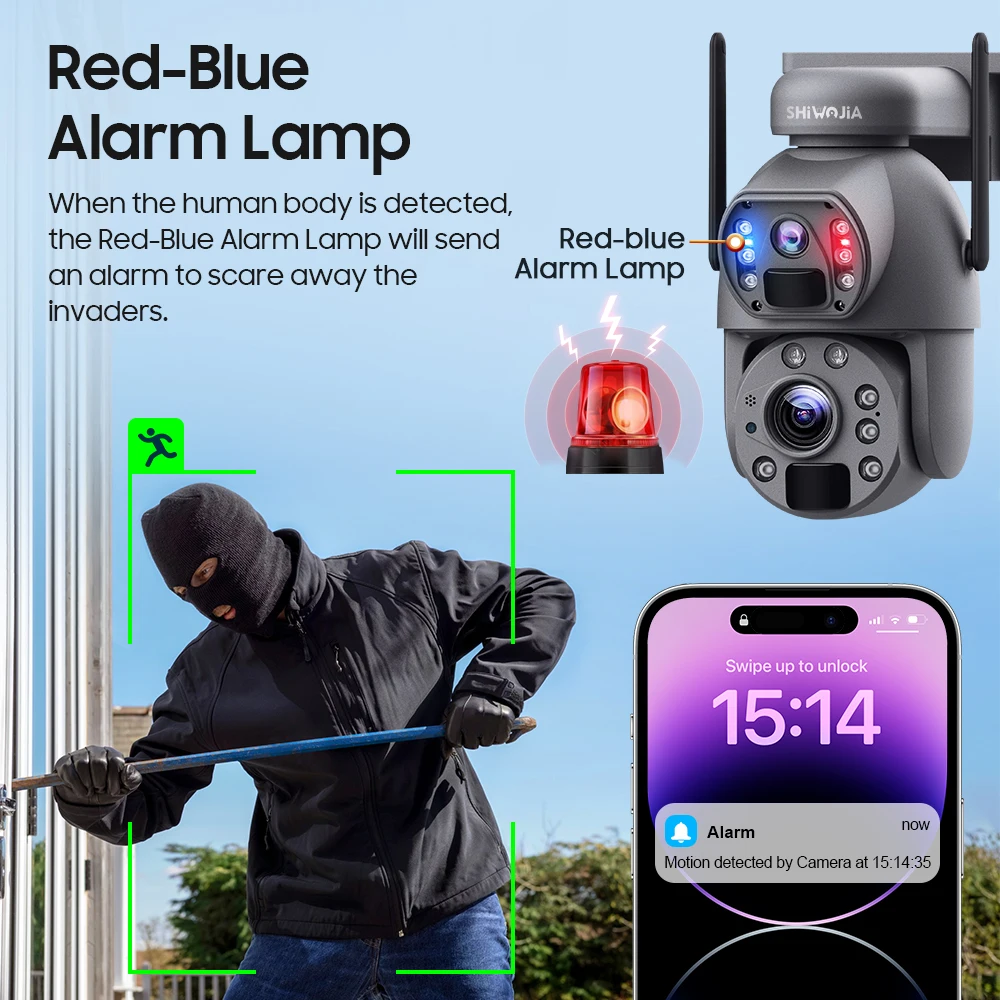 كاميرا تعمل بالطاقة الشمسية SHIWOJIA 4G Sim 5K 10MP 50X - Image 4